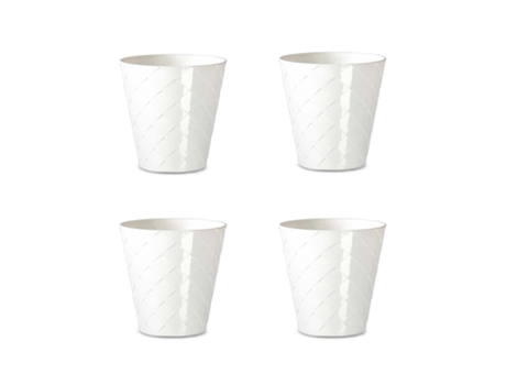 Palmeira Conjunto de 4 Vasos Decorativos Redondos de 11 cm com Textura. Off white ARECA