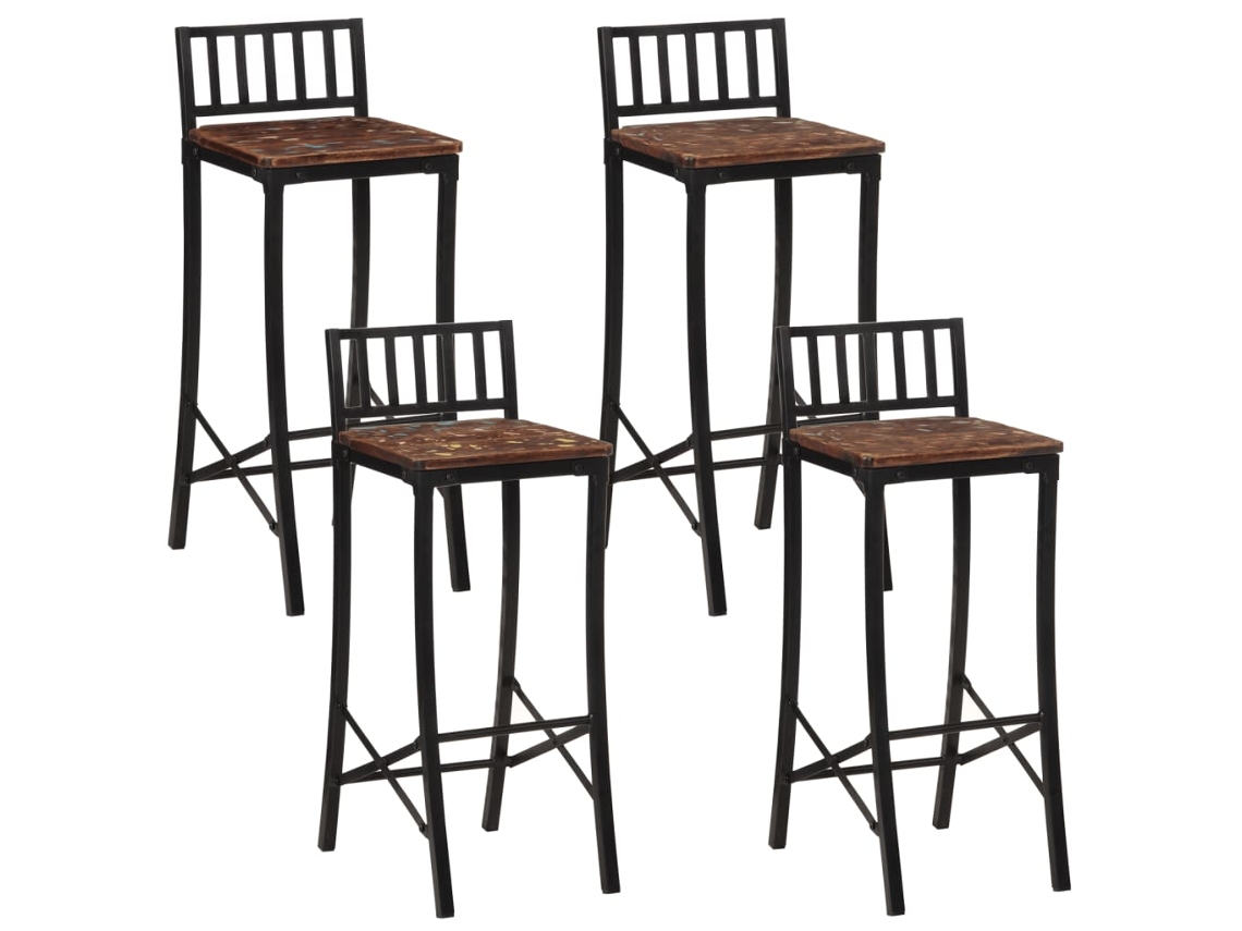 Vidaxl Cadeiras De Bar 4 Pcs Madeira Recuperada Maciça