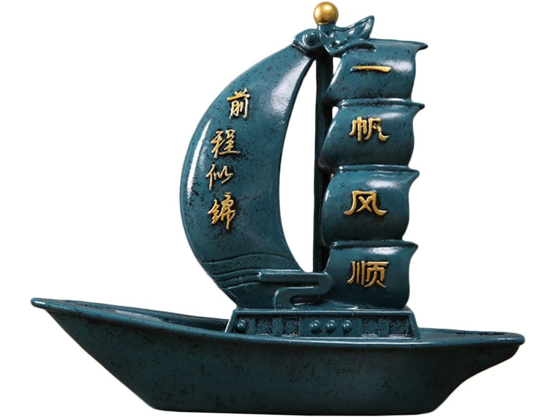 Ornamento Multifuncional Barco Resina Escultura Design Criativo Decoração Escritório À Vela Azul Casa GOKOCO