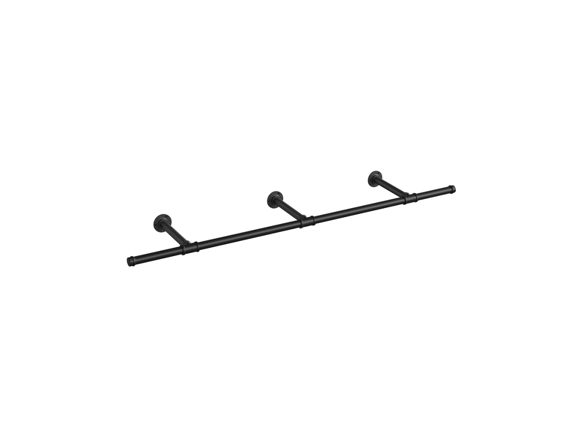 Perchero De Pared Industrial Barra Acero 170 Cm Carga 68 Kg Para Entrada - Negro