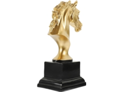 Elegante Decoração Cabeça Cavalo Dourada Resina Detalhes Artísticos Sólidos Robustos Ideal Escritório Casa GOKOCO