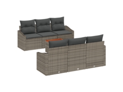 Conjunto 7 Conjunto De Sofá De Jardim Vidaxl Cinzento Vime Pe (55 X 55 X 37 Cm)