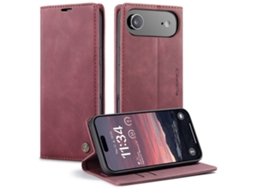 Capa Carteira Caseme Para Iphone Air Com Compartimentos Para Cartões - Vermelha