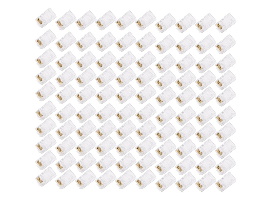 100Pcs Rj45 Plugue Modular de 8 Pinos Banhado a Ouro Conector de Rede Plugues de Cristal ALLINLESS