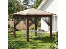 Vidaxl Gazebo Com 4 Laterais 2,6 X 2,6 M Creme E Marrom