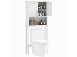 Móvel para WC sobre vaso, com armário de porta dupla, prateleira ajustável, 71x20,5x165cm, branco BTFORUS