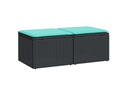 Conjunto de 2 Sofás Jardim com Almofadões Vime Pe/acácia Preto MAISON EXCLUSIVE