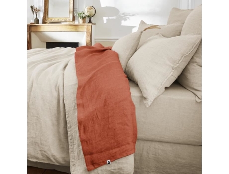 Lençol LEFFET PAPILLON Plano Soline Todos Lavado Paprika Linho Multicor (300 cm)