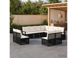 Vidaxl Conjunto De Sofá De Jardim 11 Pcs Preto Vime Pe
