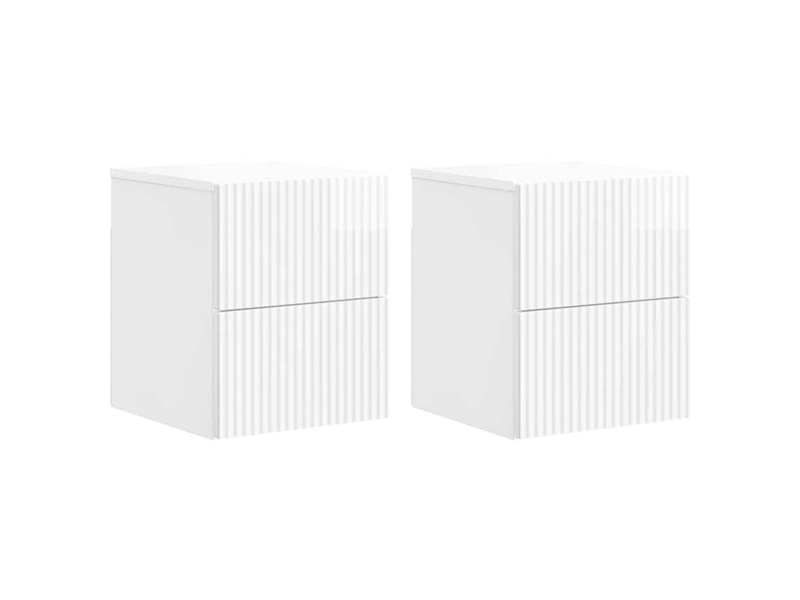Vidaxl Gabinete de Canto Montado na Parede 2 Pcs Branco Brilhante