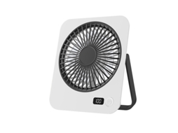Ventoinha De Mesa Recarregável Usb Com Visor Digital E 5 Modos (branco E Preto) Gertiz