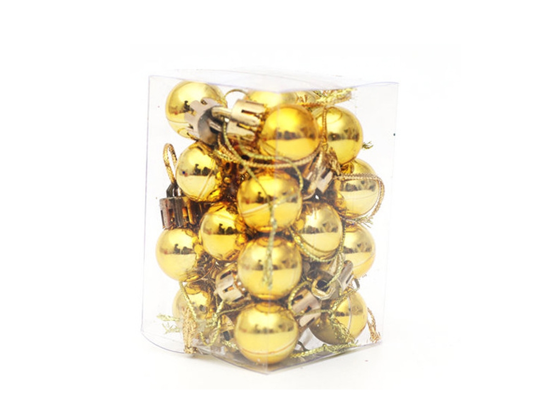 Conjunto de Bolas de Natal TUSERXLN Plástico Dourado - 24un (2 cm)
