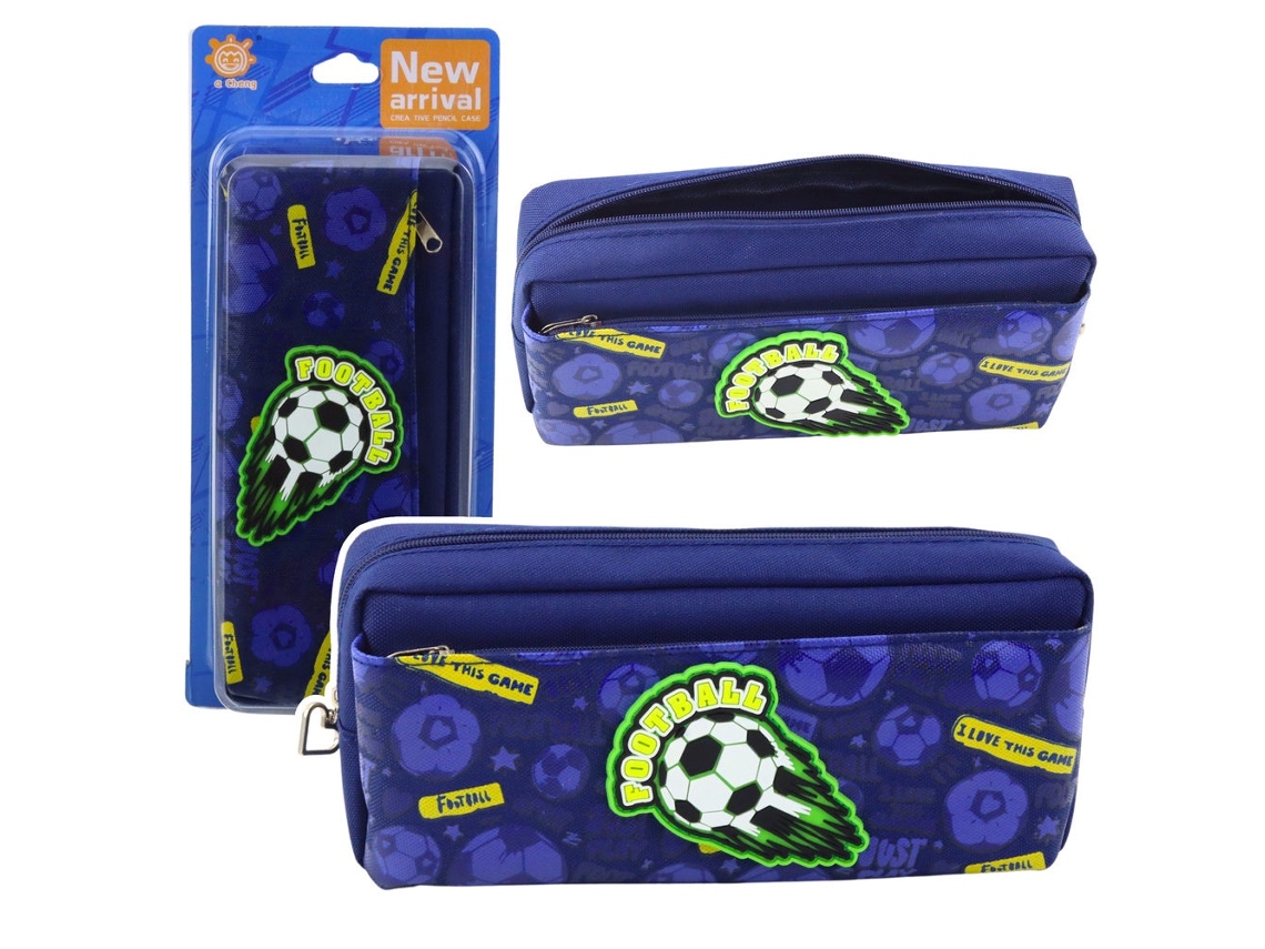 Estojo para Lápis, 2 Compartimentos, com Zíper, Futebol AQUAFORGE