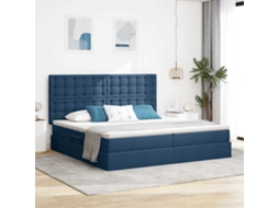Vidaxl Cama De Armazenamento Led Com Colchão Azul 200 X 200 Cm Tecido