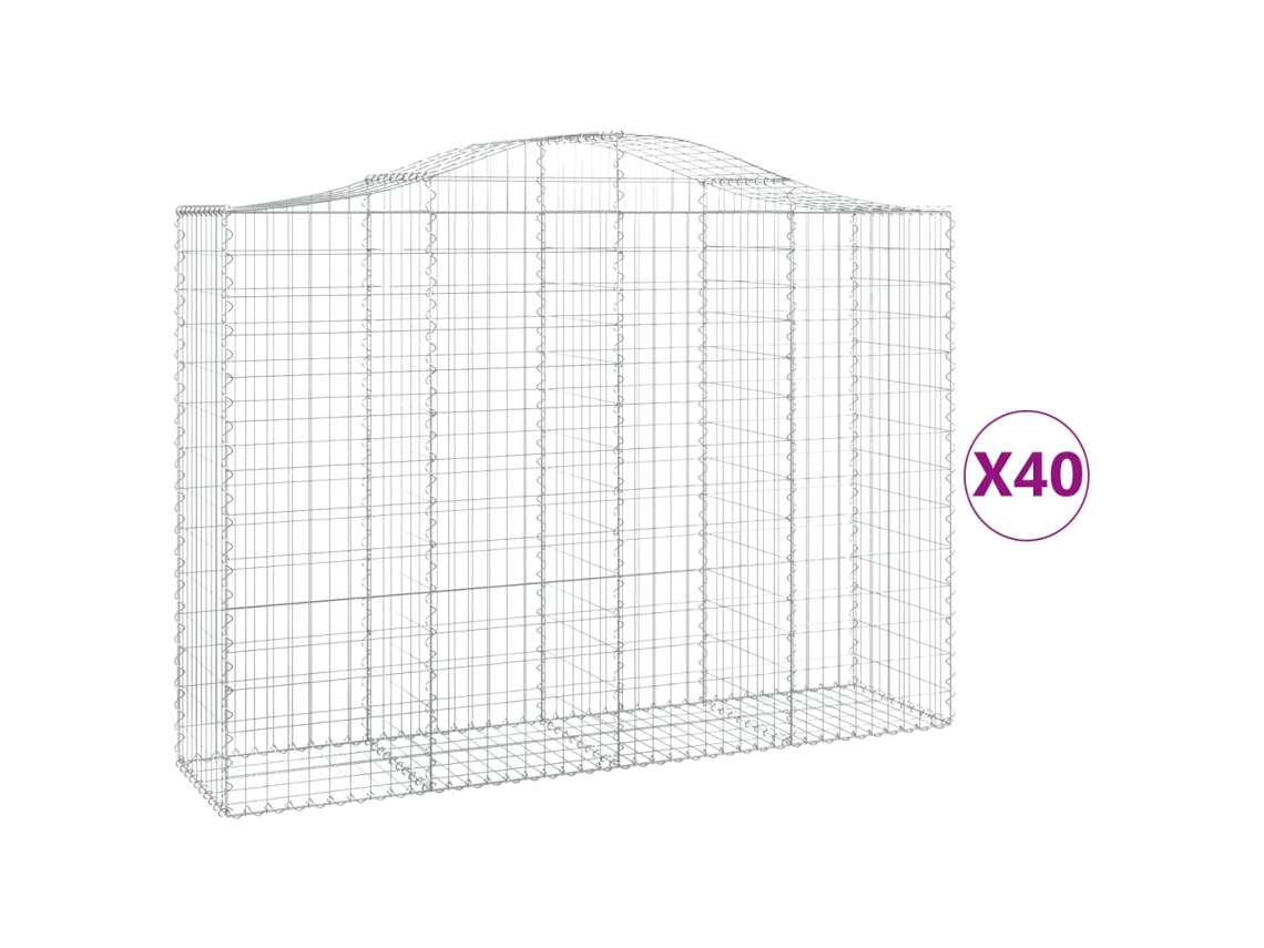 Gabion Basket, Gabion Baskets Vidaxl Prateado Ferro (200 X 50 X 140/160 Cm)