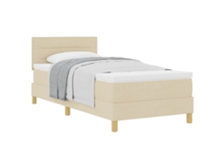Cama Box com Colchão e Cabeceira Creme Tecido MAISON EXCLUSIVE (90x200 cm)