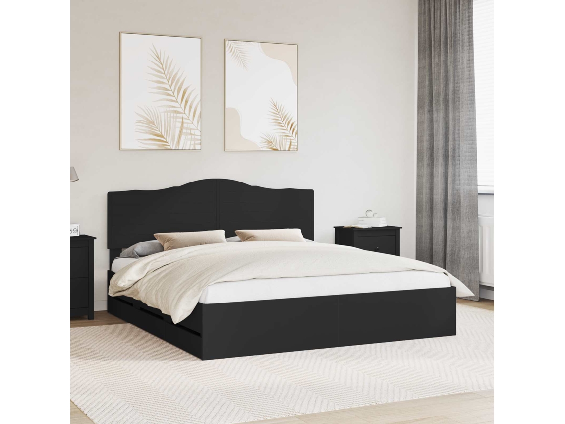 Vidaxl Estrutura Da Cama Preto 180 X 200 Cm Madeira De Engenharia