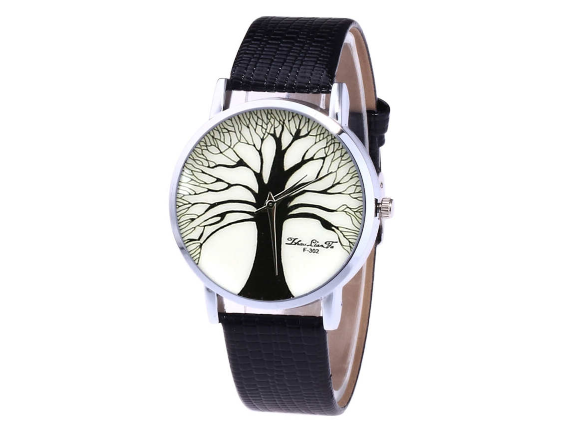 Reloj De Cuarzo Unisex Con Correa De Cuero Pu Dial Redondo Casual Negro