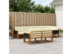 Vidaxl Conjunto De Sofás Para Exterior 8 Unid. Natural E Creme