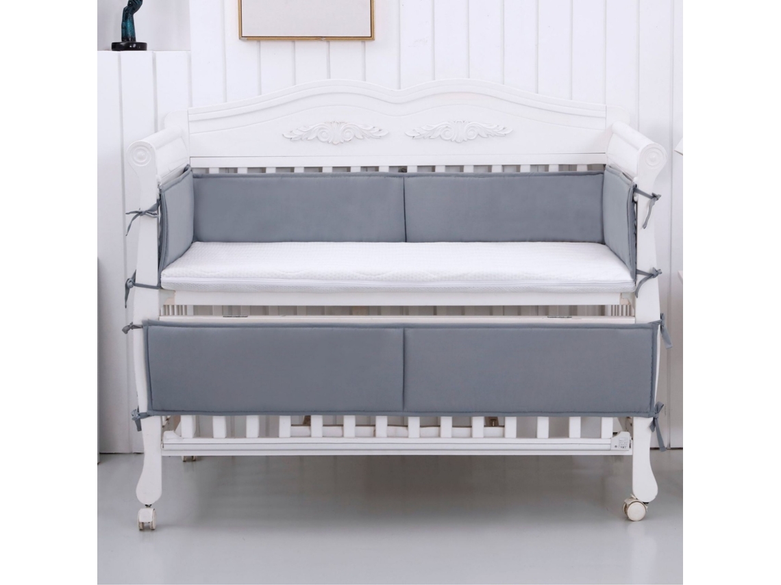 Conjunto de Protetores de Berço PANOONA 4 Peças Cinza (2 X 132 Cm + 2 X 68,5 Cm)