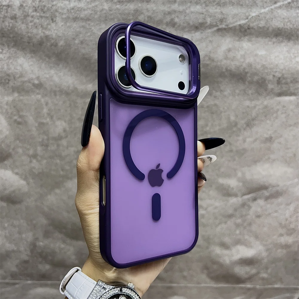 (iphone 15 Plus, Roxo Escuro) Capa Fosca Magnética Semitransparente Para Iphone, Compatível Com Magsafe.