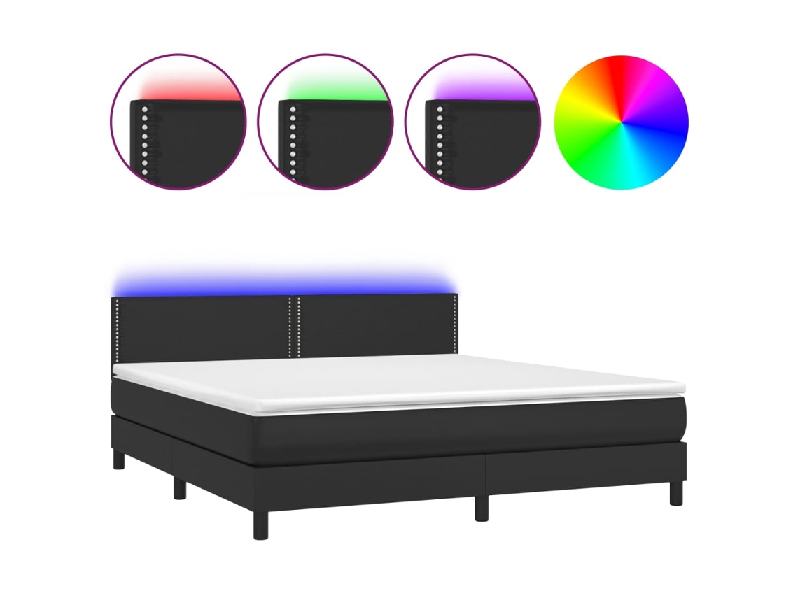 Box Spring Bed, Box Spring Beds Vidaxl Preto Couro Artificial (180 X 200 Cm)