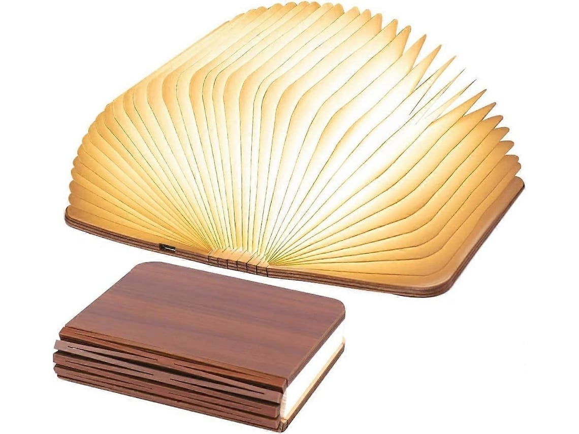 Rebe lâmpada de Livro Led Plegável de Nogal, Luz Noturna Usb Recarregável, Lâmpada de Mesa Portátil (9 X 12 X 2,5 Cm)