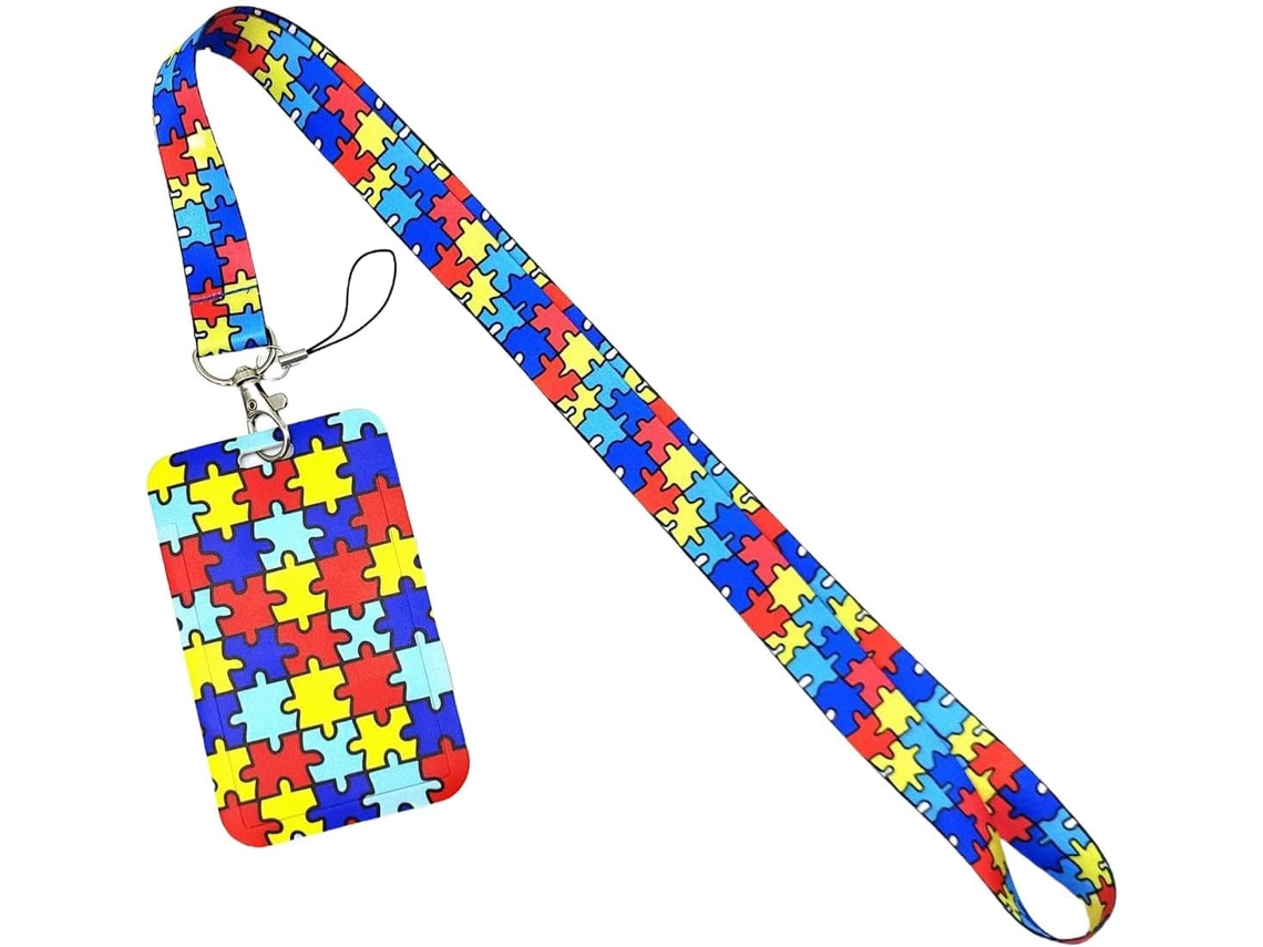 Fita Resistente E Multiuso Cordão Com Tema De Anime Autistas, Com Porta Cartões E Chaveiro Cordão