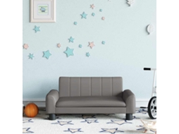 Vidaxl Sofá Infantil 70x45x30 Cm Couro Artificial Cinzento