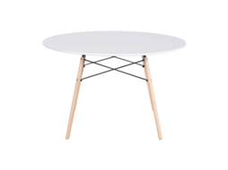 Mesa de Jantar HOME ESPRIT Branco Preto Natural Bétula Madeira Mdf 120 X 120 X 74 Cm