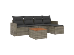 Conjunto de 6 Sofás de Jardim com Almofadões Vime Cinzento MAISON EXCLUSIVE (80x200 cm)