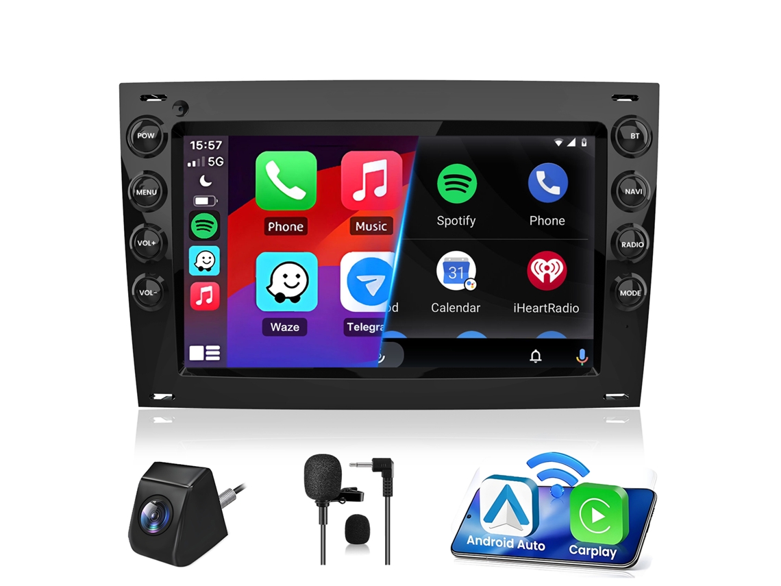 Rádio Automotivo Para Renault Megane Ii 2002-2009 +camera +micrófono| Android 15 | 4-core | 2gb+64gb | Carplay Sem Fio | Swc