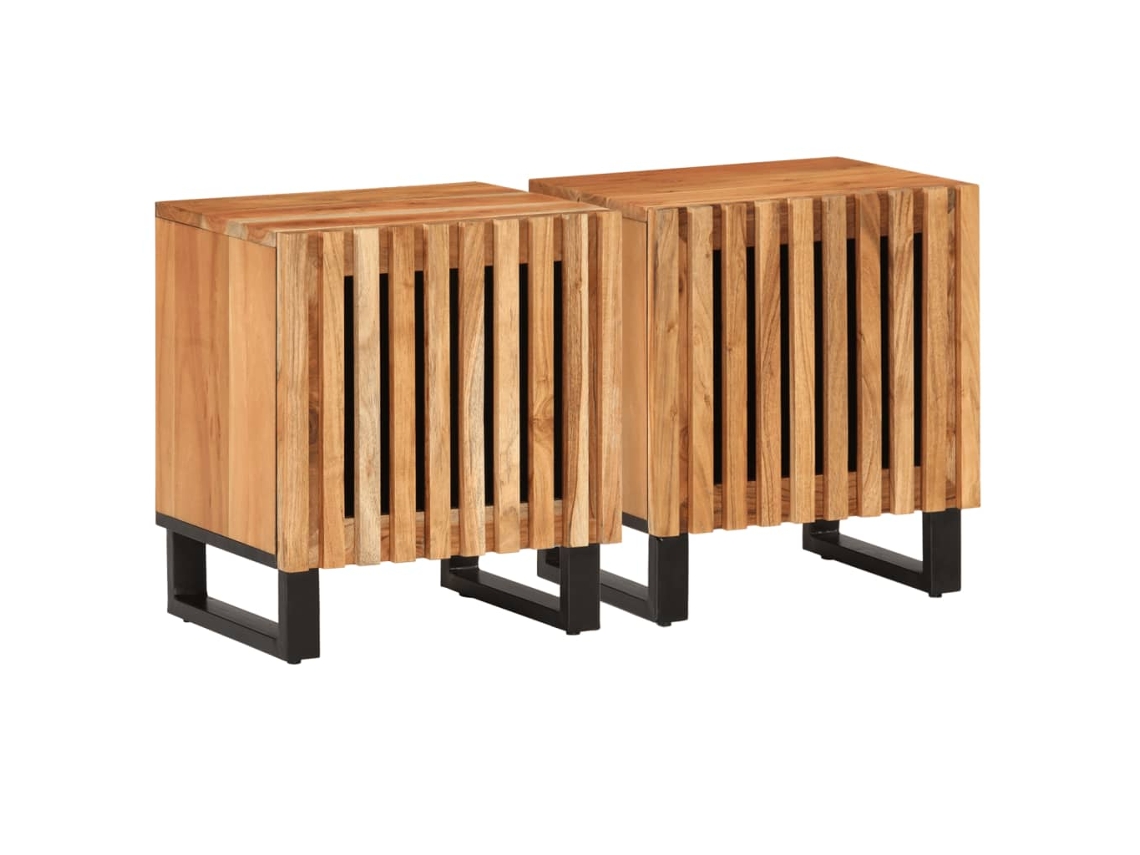 Conjunto 2 Mesa De Cabeceira Vidaxl Marrom Madeira (40 X 34 X 46 Cm)