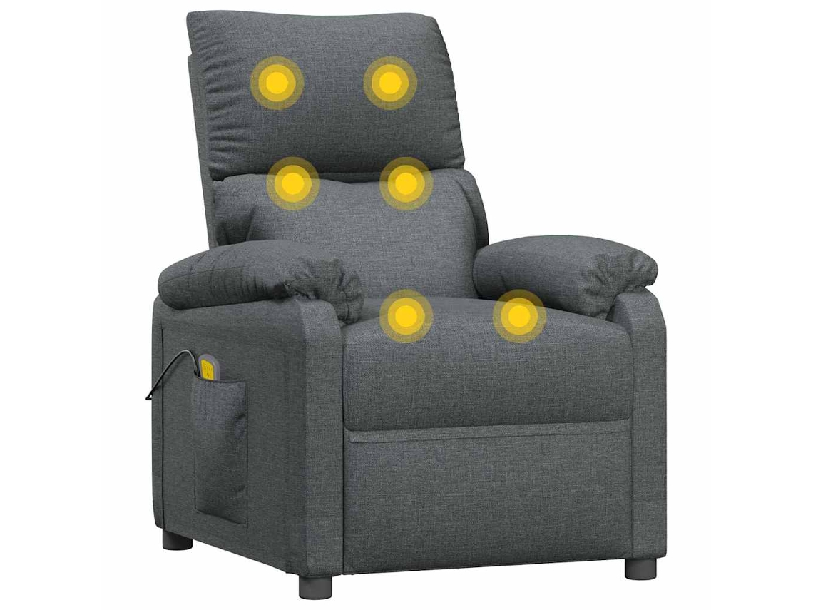 Conjunto 1 Poltrona De Massagens Vidaxl Cinzeto Tecido (73 X 92 X 101 Cm)