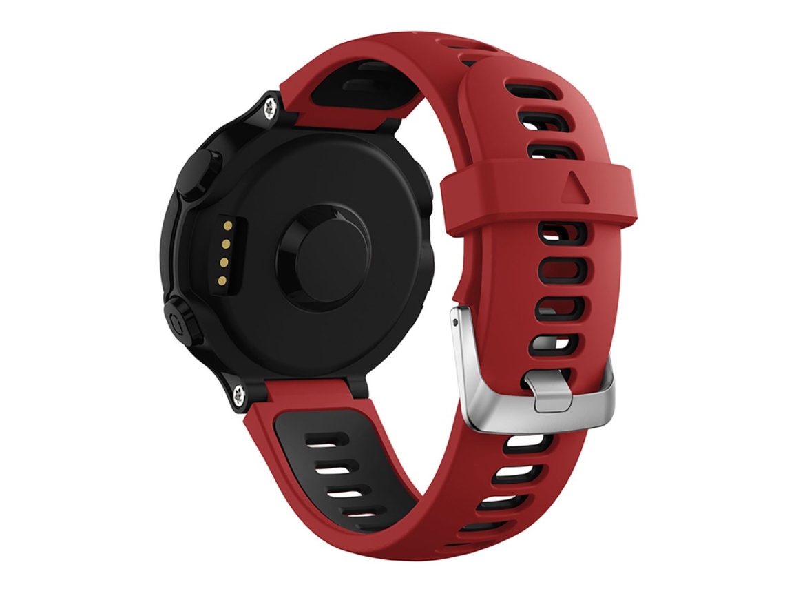 Bracelete Silicone Liberação Rápida 22Mm com Fivela Prateada para Garmin Forerunner 235/230/620/630/220/735/735Xt Vermelho Escuro/Preto