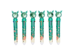 Canetas de Natal Elmo Verde 10 Cores Brilhantes