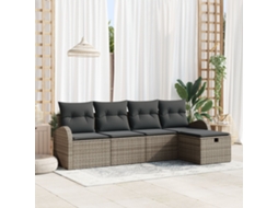 Conjunto De Sofá De Jardim De 5 Peças Com Almofadas Cinza Rattan Sintético Wsd597595 Lovely Home