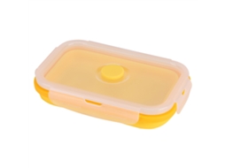 Lancheira Dobrável De Silicone De 500ml, Tigela Portátil Para Armazenar Alimentos, Amarela