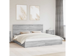 Vidaxl Cama Com Armazenamento Com Gaveta Cinza Sonoma 200 X 200 Cm