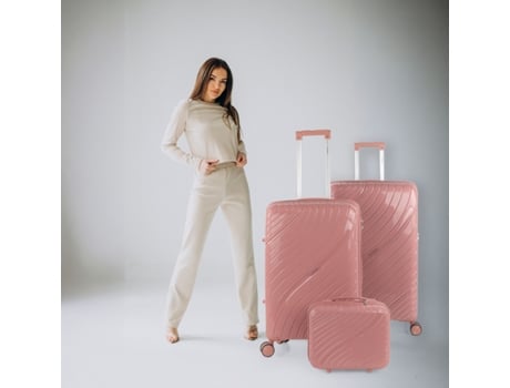 Pp ITACA Danube Rosa Hard Suitcase Set (48x75x30 Cm 94l)