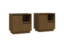 Bedside Cabinet, Bedside Cabinets Vidaxl Marrom Madeira De Pinho (n/a)