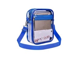 Bolsa de Ombro/transversal Impermeável Transparente em Pvc azul 40 Mícrons, Tamanho Pequeno YUNZII (19*15*4,6cm)