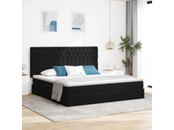 Vidaxl Cama Com Arrumação E Colchão Preto 200 X 200 Cm Veludo
