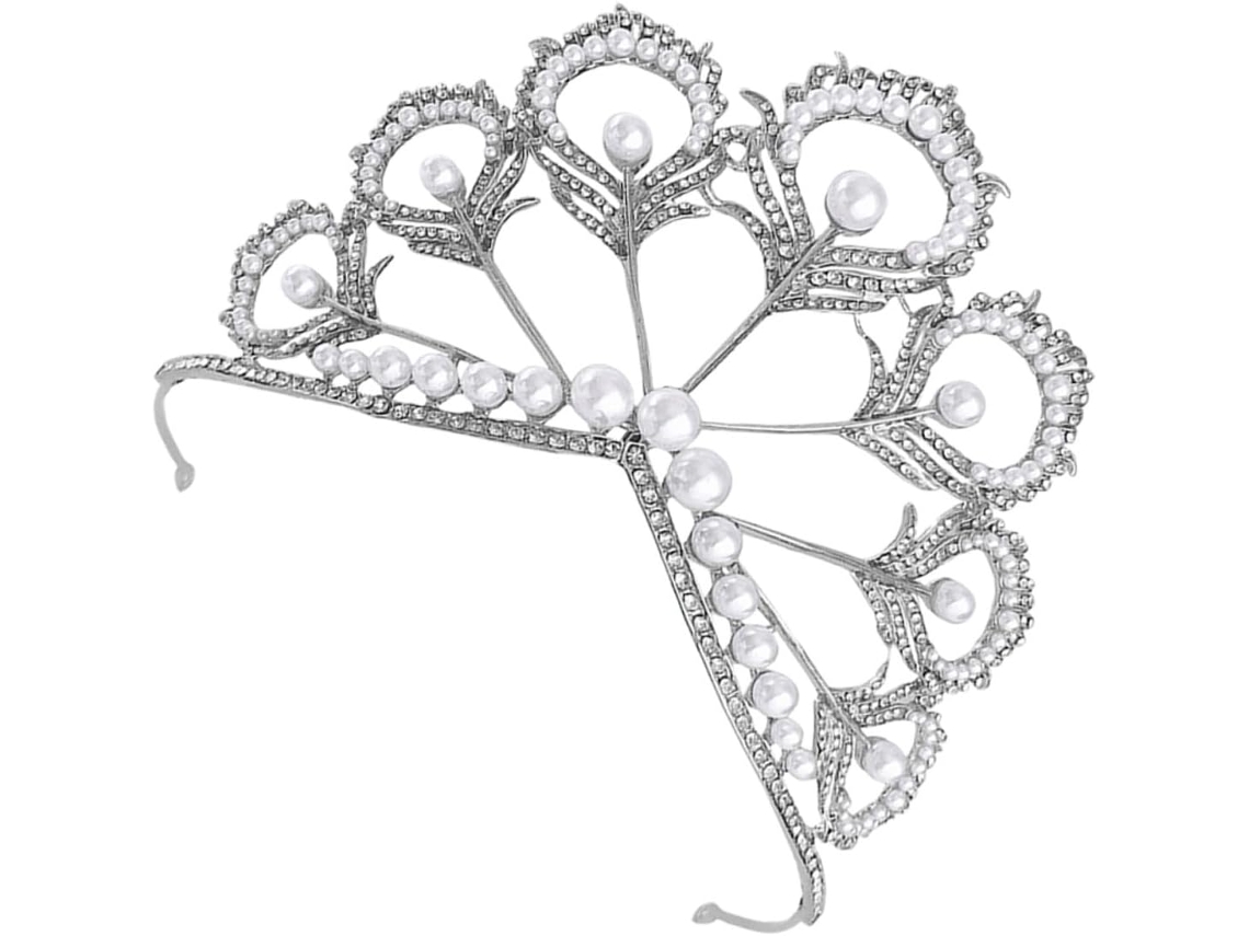 Tiara De Casamento Em Liga Metálica Com Pérolas Brilhantes E Strass.