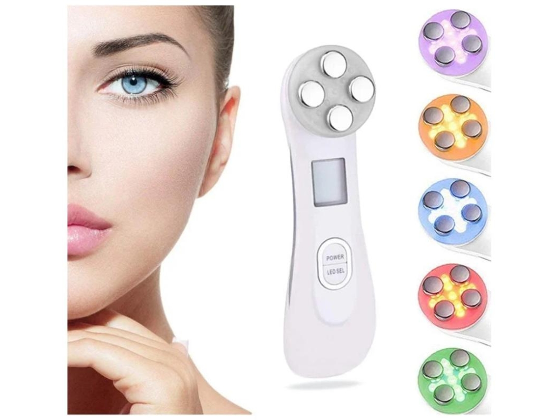 Dispositivo De Beleza Ultrassônico Máquina Facial De Alta Frequência E Terapia De Luz Led Vermelha Ultrassônica 5 Em 1 Branco Yizhood