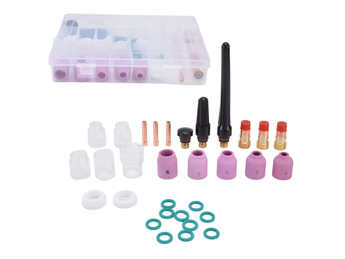 Kit De Peças Para Soldagem Tig: Bico, Eletrodo, Cazoleta, Collet, Copas De Vidro Para Wp-17 Wp-18 Wp-26