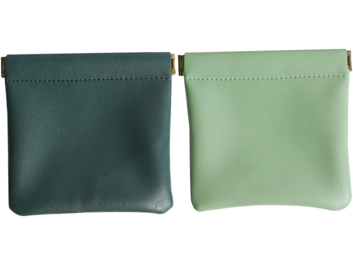 De 2 Mini Bolsas De Couro Pu, Estojo Prático Para Moedas, Compacto E Multifuncional, Verde E Verde Escuro, Bolsa Gokoco