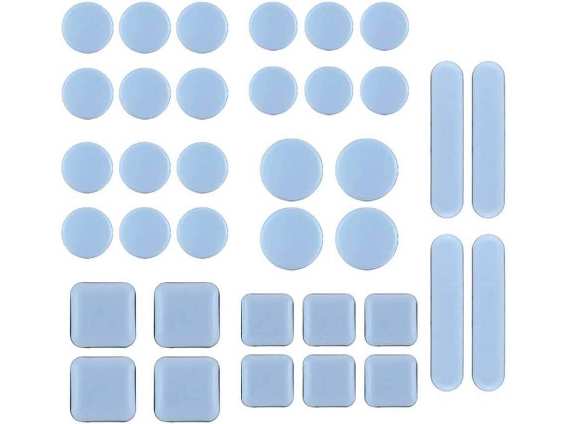 Conjunto De 36 Protetores Piso Borracha Azul Para Móveis, Ideais Pés