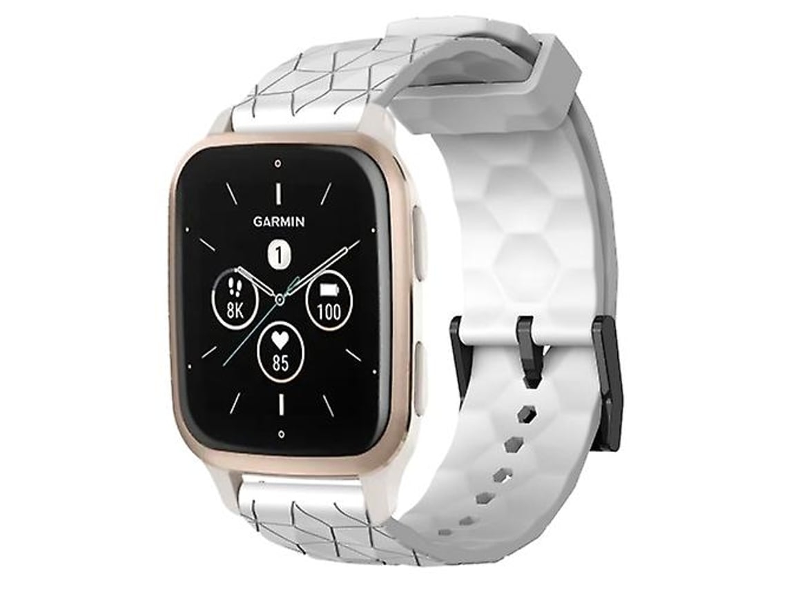 Lurelia Pulseira De Silicone 20 Mm Com Padrão Futebol E Cor Sólida, Compatível Garmin Forerunner Sq2 Music (branca)