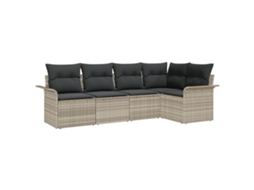 Conjunto 5 Sofá De Jardim Vidaxl Cinzento-claro Vime Pe (242,5 X 132,5 X 85 Cm)